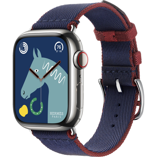Смарт-часы Apple Watch Hermès Series 9 41mm Silver Stainless Steel Case with Navy/Rouge H Twill Jump Single Tour