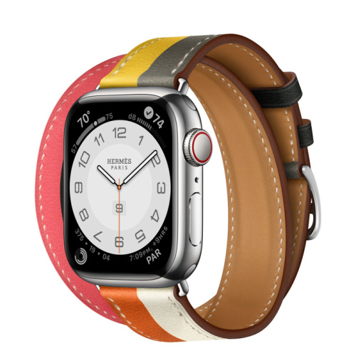 Смарт-часы Apple Watch Hermes Series 8 41mm Silver Stainless Steel Case with Casaque Double Tour Orange/Blanc (Оранжевый/Белый)