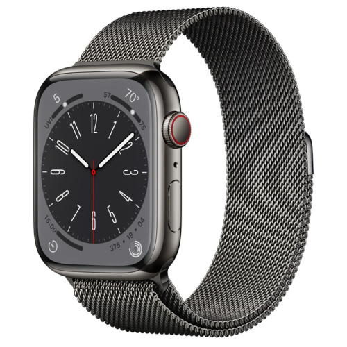 Смарт-часы Apple Watch Series 8 (GPS+Cellular) 45mm Graphite Stainless Steel Case with Black Milanese Loop (Черный)