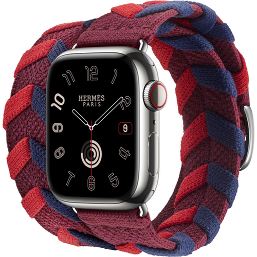 Смарт-часы Apple Watch Hermès Series 9 41mm Silver Stainless Steel Case with Rouge H Bridon Double Tour