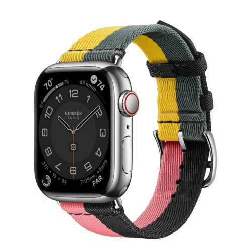 Смарт-часы Apple Watch Hermes Series 8 41mm Silver Stainless Steel Case with Casaque Single Tour Yellow/Grey (Желтый/Серый)