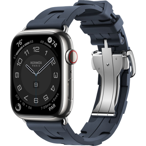 Смарт-часы Apple Watch Hermès Series 9 45mm Silver Stainless Steel Case with Navy Kilim Single Tour