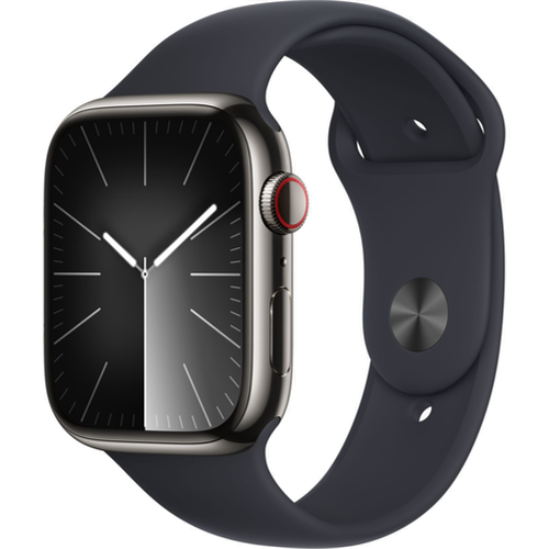 Смарт-часы Apple Watch Series 9 (GPS+Cellular) 45mm Graphite Stainless Steel Case with Midnight Sport Band (Темная ночь)