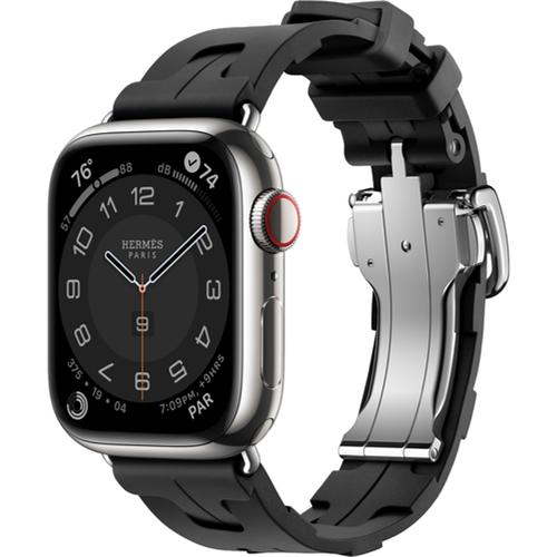 Смарт-часы Apple Watch Hermès Series 9 41mm Silver Stainless Steel Case with Noir Kilim Single Tour