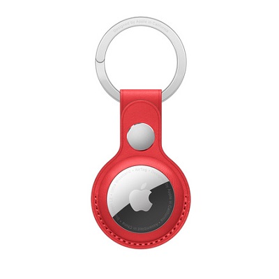 Кожаный брелок Apple для AirTag с кольцом для ключей Red (Красный)