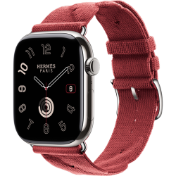 Смарт-часы Apple Watch Hermès Series 10 46mm Silver Titanium Case with Rouge Grenat Torsade Single Tour