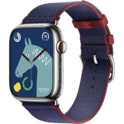 Смарт-часы Apple Watch Hermès Series 9 45mm Silver Stainless Steel Case with Navy/Rouge H Twill Jump Single Tour