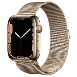 Смарт-часы Apple Watch Series 7 (GPS+Cellular) 45mm Gold Stainless Steel Case with Gold Milanese Loop (Золотой)