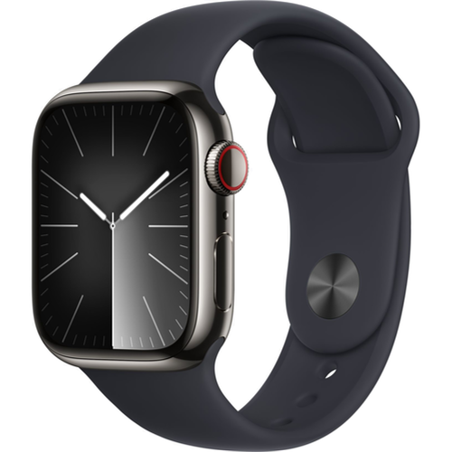 Смарт-часы Apple Watch Series 9 (GPS+Cellular) 41mm Graphite Stainless Steel Case with Midnight Sport Band (Темная ночь)