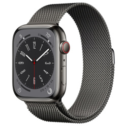 Смарт-часы Apple Watch Series 8 (GPS+Cellular) 45mm Graphite Stainless Steel Case with Black Milanese Loop (Черный)