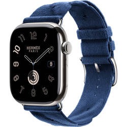 Смарт-часы Apple Watch Hermès Series 10 46mm Silver Titanium Case with Navy Torsade Single Tour