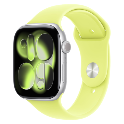 Смарт-часы Apple Watch Series 11 (GPS) 46mm Silver Aluminum Case with Neon Yellow Sport Band (Серебристый)