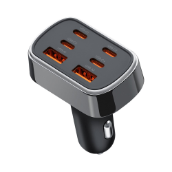 Разделитель автомобильный Deppa 2xUSB-A + 4xType-C : (PD/QC 3.0 D-11226, 105 Вт) (Черый)