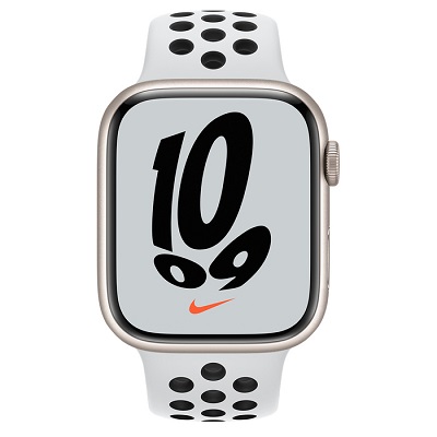 Смарт-часы Apple Watch Series 7 Nike+ 45mm Starlight Aluminum Case with Pure Platinum/Black Nike Sport Band (Чистая платина/Чёрный