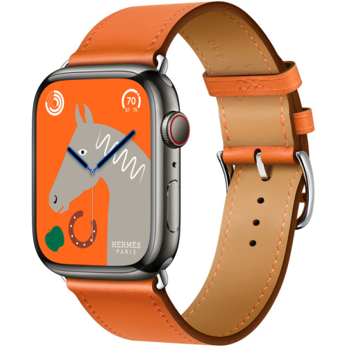 Смарт-часы Apple Watch Hermes Series 8 45mm Space Black Stainless Steel Case with Single Tour Orange (Оранжевый)