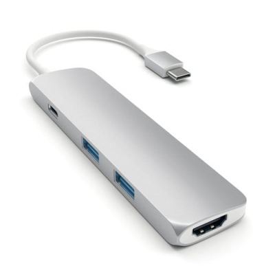 USB адаптер Satechi Slim Type-Ct Adapter with Type-C Charging Port Silver (Серебристый) 