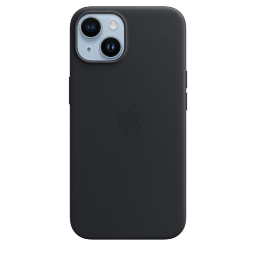 Чехол Apple для iPhone 14 Leather Case with MagSafe - Midnight (Черный)