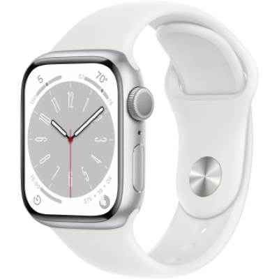 Смарт-часы Apple Watch Series 8 (GPS) 45mm Silver Aluminum Case with White Sport Band (Серебристый)