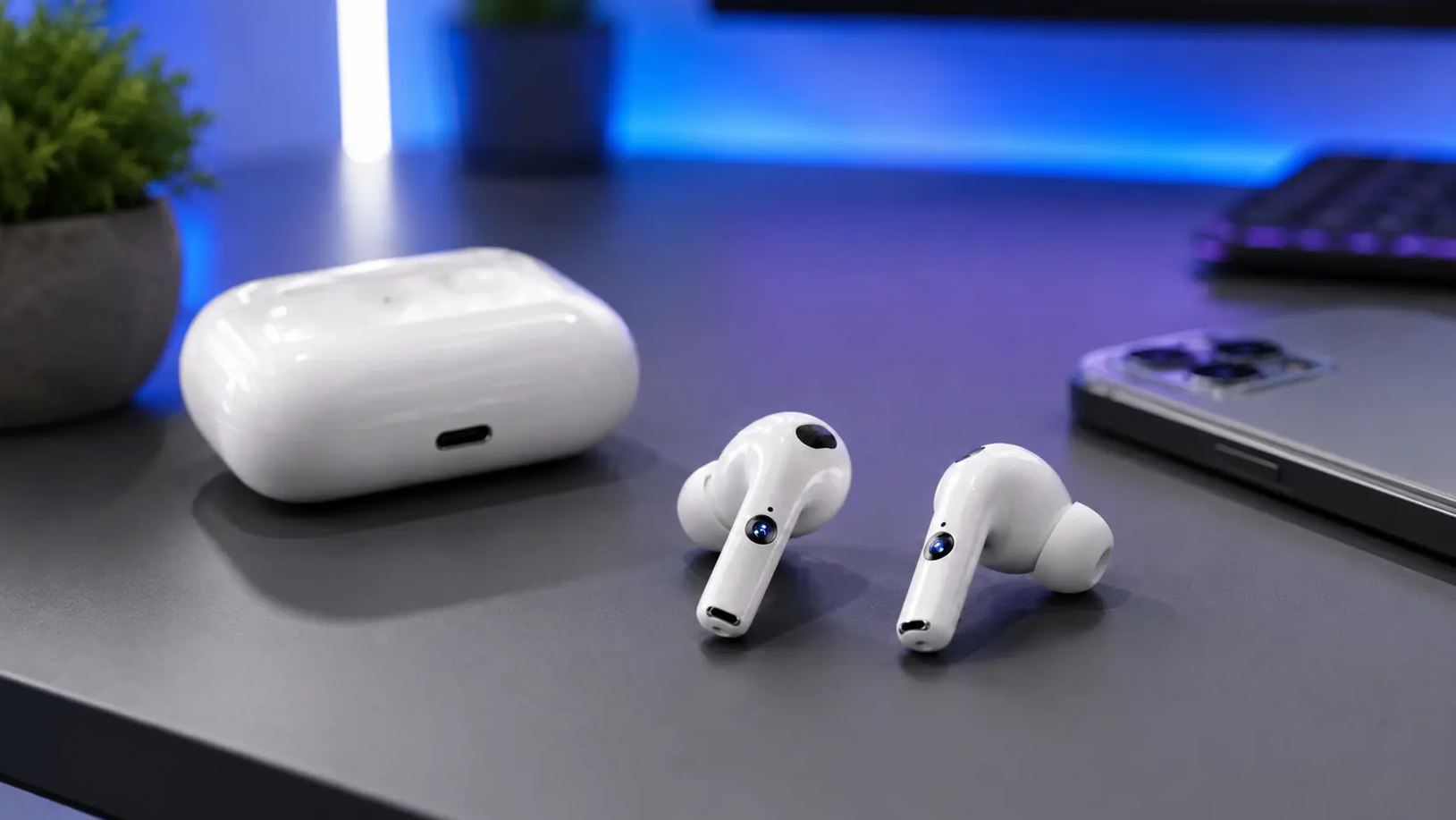Концептуальное изображение пары AirPods со встроенными камерами