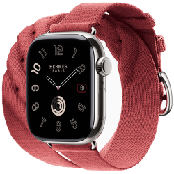 Смарт-часы Apple Watch Hermès Series 10 42mm Silver Titanium Case with Rouge Grenat Torsade Double Tour