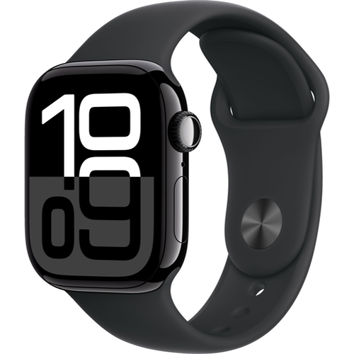 Смарт-часы Apple Watch Series 10 (GPS) 42mm Jet Black Aluminum Case with Black Sport Band (Черный)