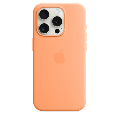 Силиконовый чехол Apple для iPhone 15 Pro Silicone Case with MagSafe - Orange Sorbet (Оранжевый)