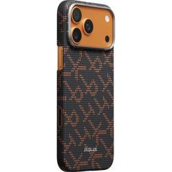 Чехол Pitaka Monogram Ultra-Slim для iPhone 17 Pro Max Черно-оранжевый