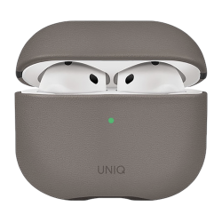 Чехол из искусственной кожи Uniq LYDEN DS для AirPods 4 цвет серый (FLINT GREY)