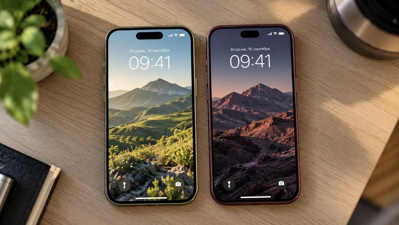 iPhone 17 и iPhone 18 Pro с включёнными экранами лежат рядом