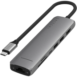 USB адаптер Satechi 7-in-1 USB-C Slim Multiport Adapter with Ethernet Space Gray (Серый космос)
