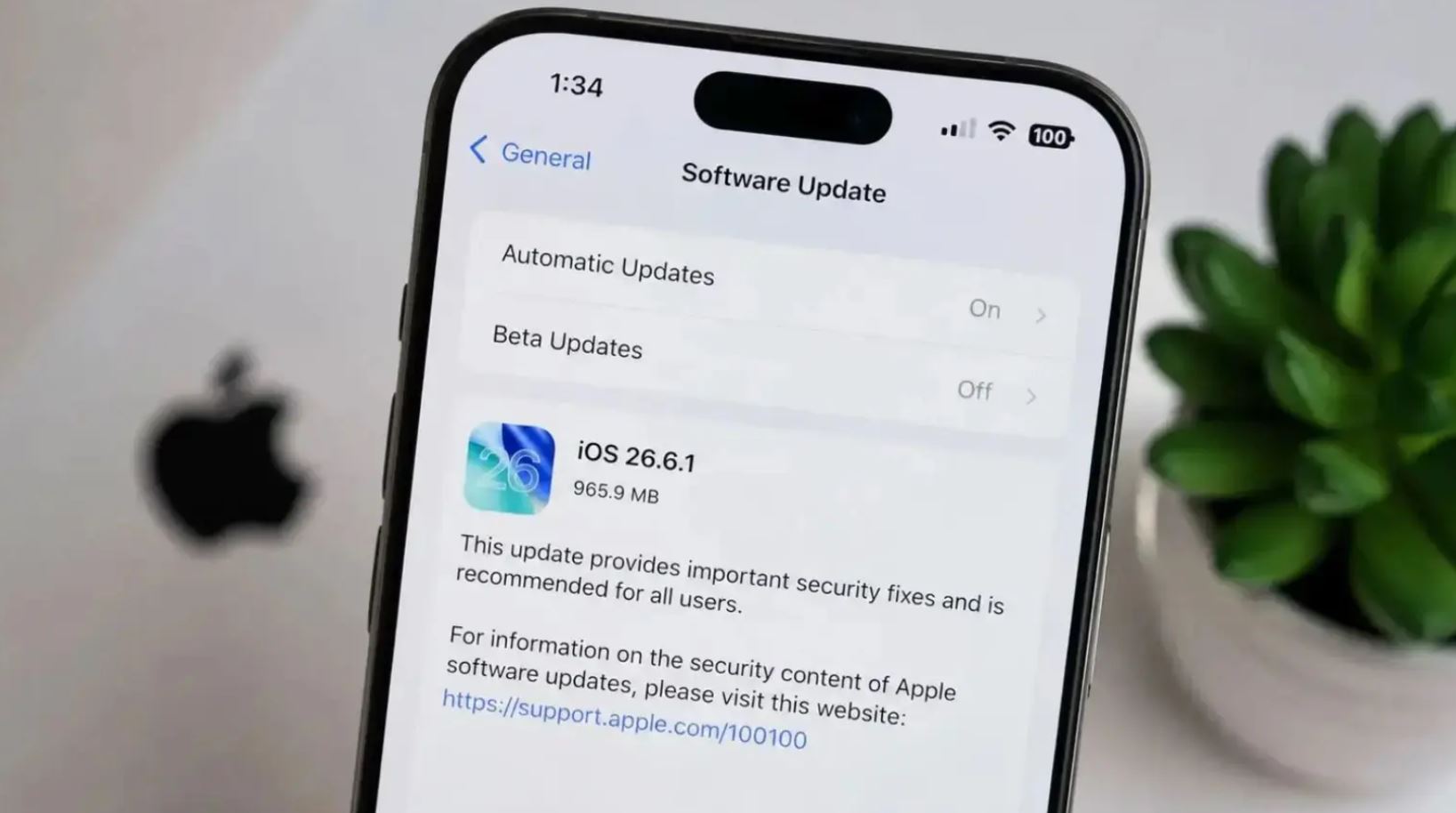 Экран обновления ПО с доступной iOS 26.6.1