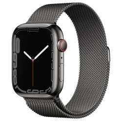 Смарт-часы Apple Watch Series 7 (GPS+Cellular) 45mm Graphite Stainless Steel with Black Milanese Loop (Черный)