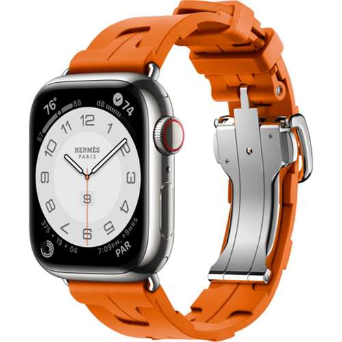 Смарт-часы Apple Watch Hermès Series 9 41mm Silver Stainless Steel Case with Orange Kilim Single Tour