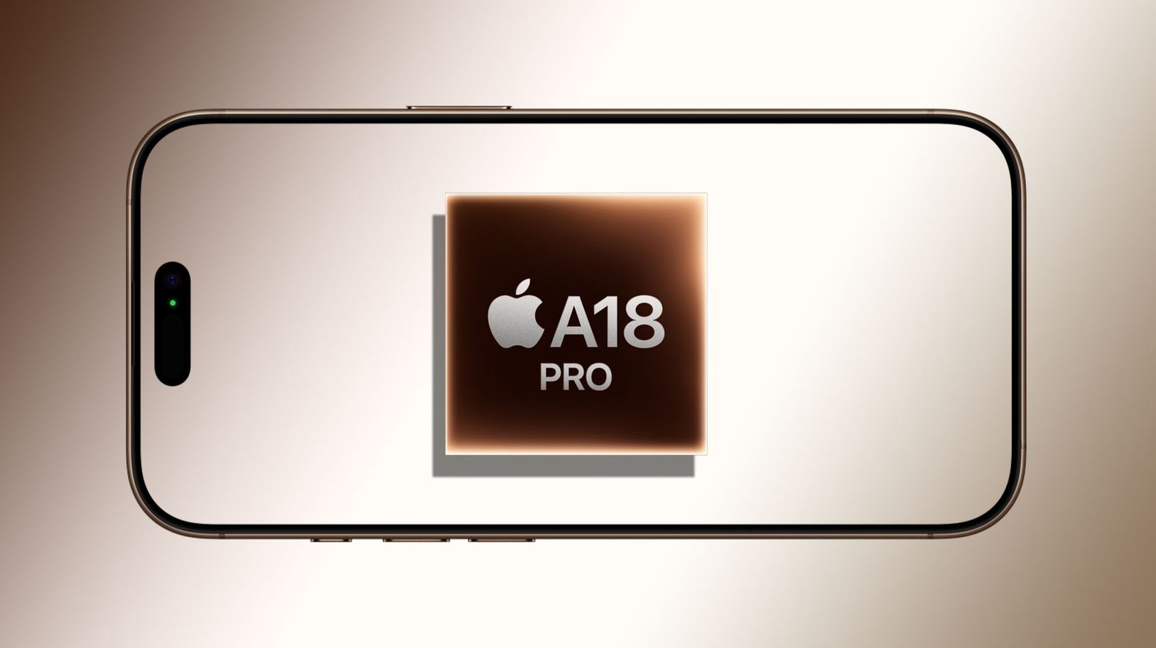 Экран смартфона с изображением чипа A18 Pro