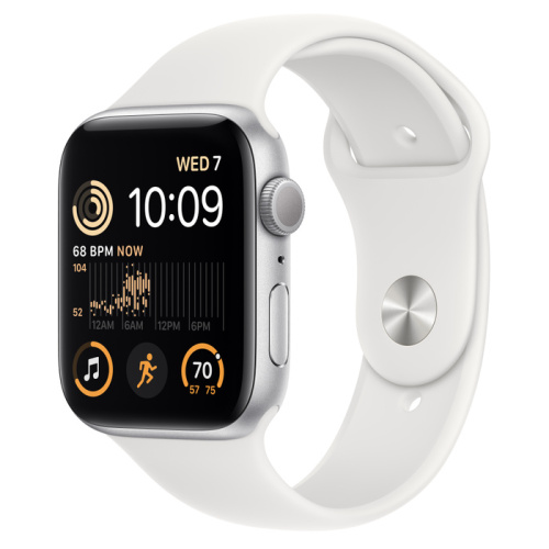 Смарт-часы Apple Watch SE 2022 (GPS) 44mm Silver Aluminum Case with White Sport Band (Белый)
