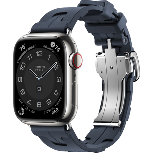 Смарт-часы Apple Watch Hermès Series 9 41mm Silver Stainless Steel Case with Navy Kilim Single Tour