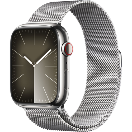 Смарт-часы Apple Watch Series 9 (GPS+Cellular) 45mm Silver Stainless Steel Case with Silver Milanese Loop (Серебристый)