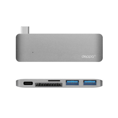 Ноутбук USB-C адаптер Deppa для MacBook 5в1 Gray (Серый)