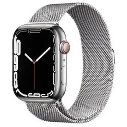 Смарт-часы Apple Watch Series 7 (GPS+Cellular) 45mm Stainless Steel Case with Silver Milanese Loop (Серебристый)