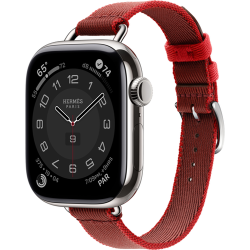 Смарт-часы Apple Watch Hermès Series 10 42mm Silver Titanium Case with Rouge Grenat/Vermillon Twill Jump Attelage Single Tour