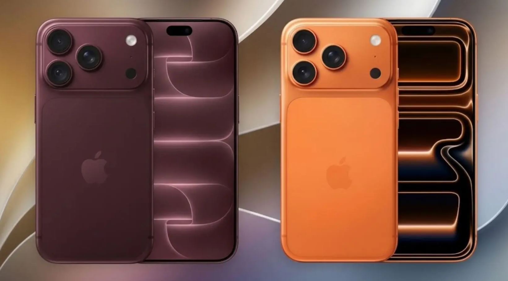 iPhone 18 Pro и iPhone 17 Pro в бордовом и оранжевом цветах
