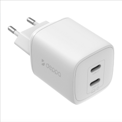 Адаптер питания Deppa Gan 2Type-C Power Delivery 3.0А QC 4.0 45Вт Белый