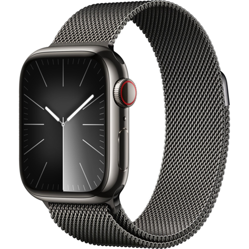 Смарт-часы Apple Watch Series 9 (GPS+Cellular) 41mm Graphite Stainless Steel Case with Black Milanese Loop (Черный)