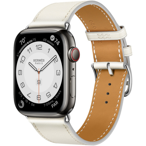 Смарт-часы Apple Watch Hermes Series 8 45mm Space Black Stainless Steel Case with Single Tour Blanc (Белый)