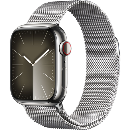 Смарт-часы Apple Watch Series 9 (GPS+Cellular) 41mm Silver Stainless Steel Case with Silver Milanese Loop (Серебристый)