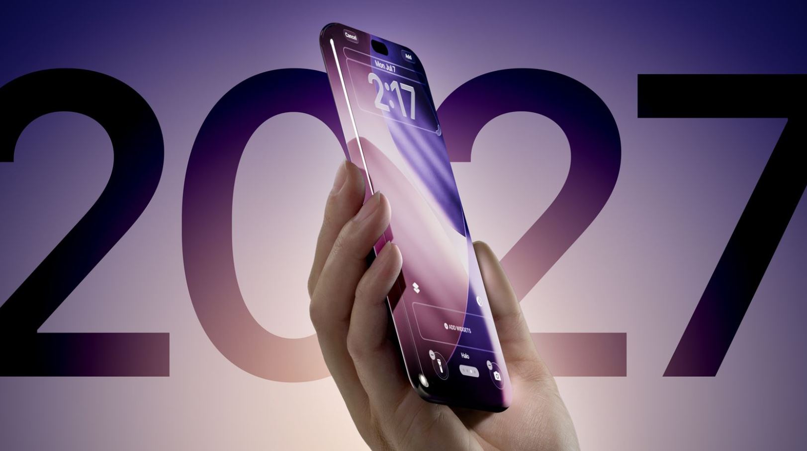 Концепт юбилейного iPhone на фоне числа 2027