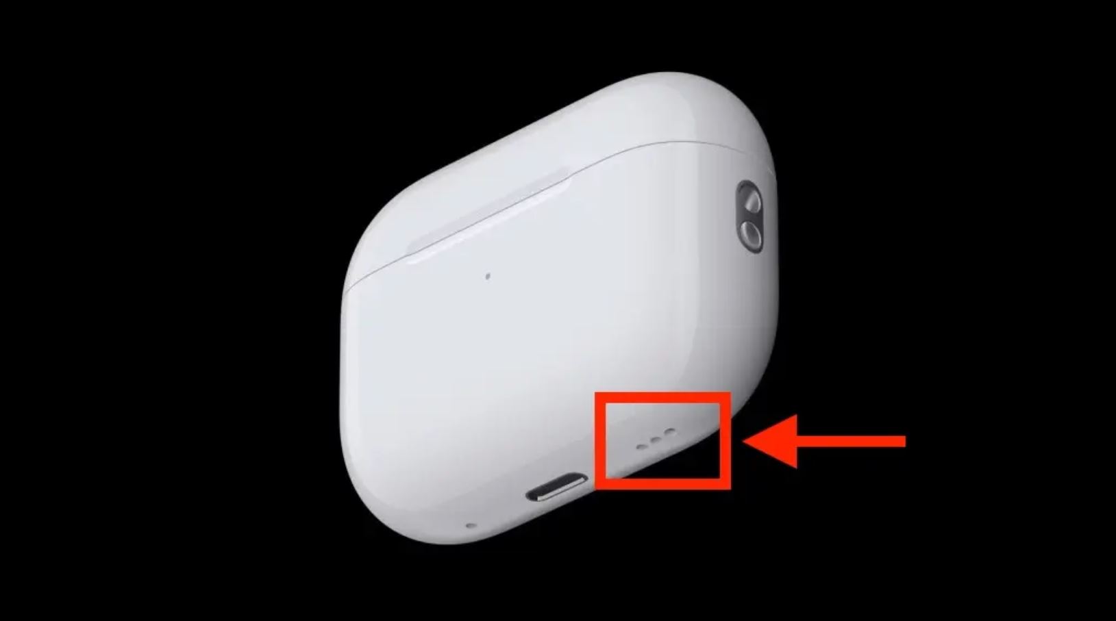 Динамик на нижней части зарядного футляра AirPods