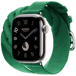 Смарт-часы Apple Watch Hermès Series 10 42mm Silver Titanium Case with Vert Moyen Torsade Double Tour