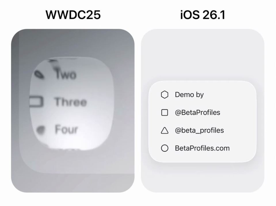 iOS 26.1 дизайн