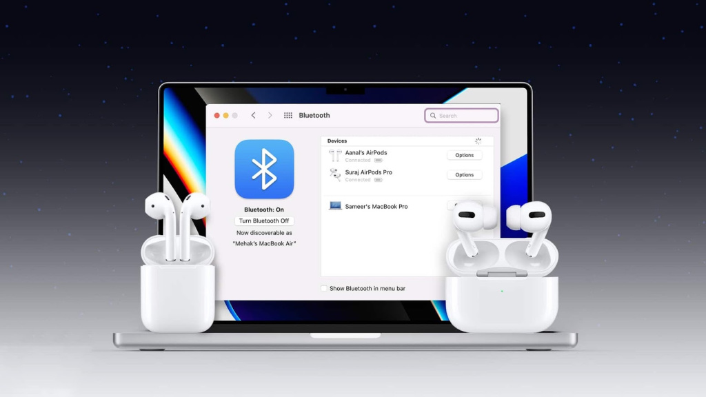 Подключение AirPods к Mac